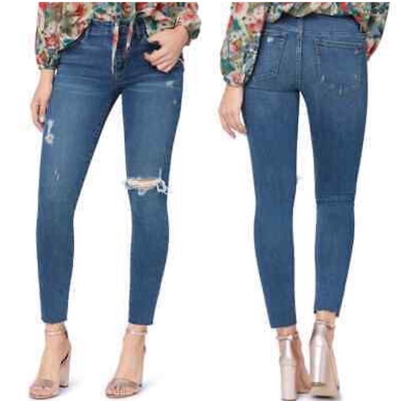 Sam Edleman Jeans The Kitten Ripped Knee Raw Hem Skinny Ankle Jeans - Picture 1 of 8